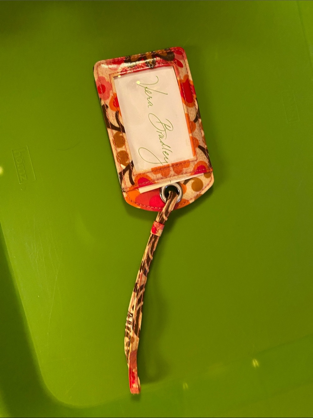 Vera Bradley Floral Print ID Luggage Tag - Pink Orange Brown